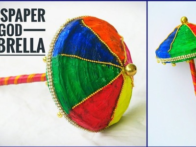 Easy News paper umbrella for god || Umbrella for ganesh chathurthi || Easy DIY paper umbrella