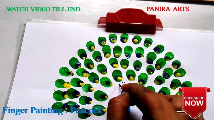 How to draw Peacock || Finger Painting || Drawing for kids || By Panira Arts