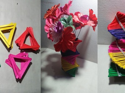 How to make Flowerpot from popsicle sticks How to make from ice cream sticks | Fazi And Shari