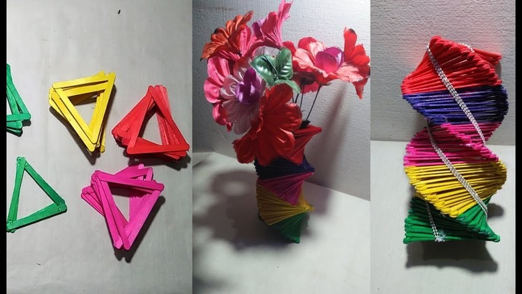 How to make Flowerpot from popsicle sticks How to make from ice cream sticks | Fazi And Shari