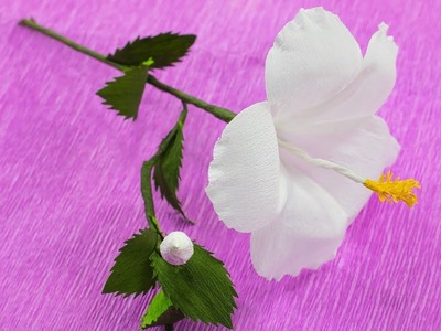 How To Make White Hibiscus Paper Flower | DIY Crepe Paper Flower Tutorials || Handy Crafts