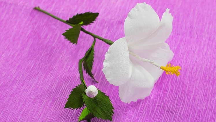 How To Make White Hibiscus Paper Flower | DIY Crepe Paper Flower Tutorials || Handy Crafts