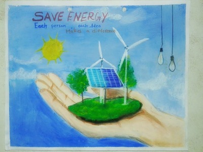 Poster on energy conservation  |Save energy drawings|how to paint save energy poster
