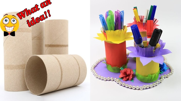 Toilet paper roll crafts | How to Make a Pen.pencil Holder with toilet paper rolls | DIY Crafts