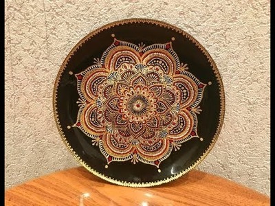 Dish-painting. Dot painting. Mandala.
