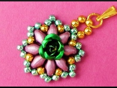 DIY | Cute and Easy Beaded Flower Necklace Pendant | Beadwork | Perlen Blumen Anhänger