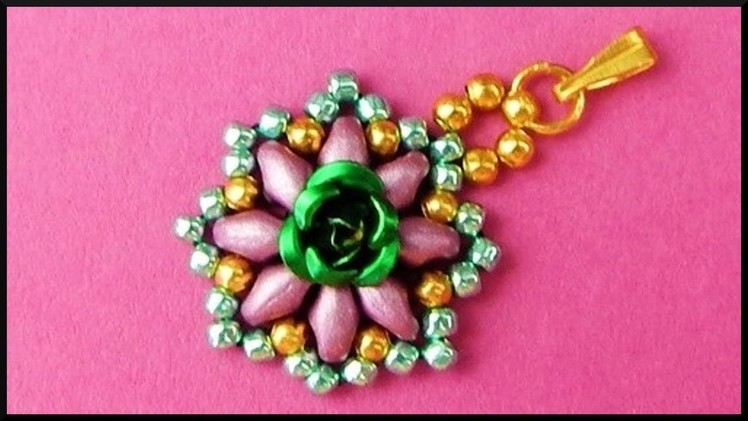 DIY | Cute and Easy Beaded Flower Necklace Pendant | Beadwork | Perlen Blumen Anhänger