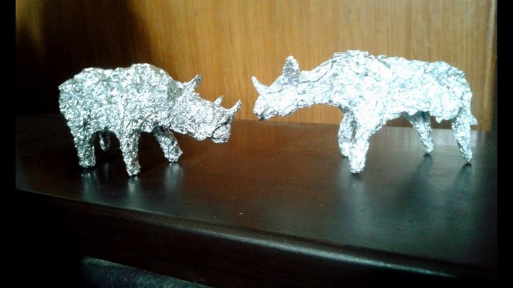 DIY : Foil Paper Craft  Rhino   |   How To Make Rhino  |  Foil Art  |  ArtandCraft