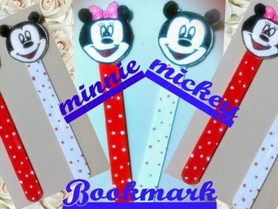 DIY||how to make  bookmark || Mickey and Minnie bookmark|| popsicle stick craft || kids craft||