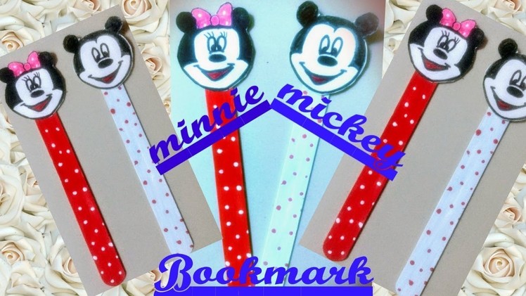 DIY||how to make  bookmark || Mickey and Minnie bookmark|| popsicle stick craft || kids craft||
