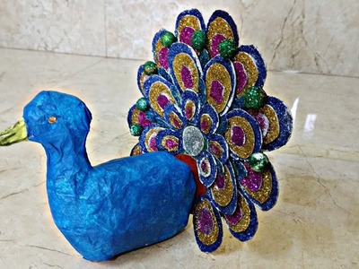 DIY how to make peacock using paper and cardboard.