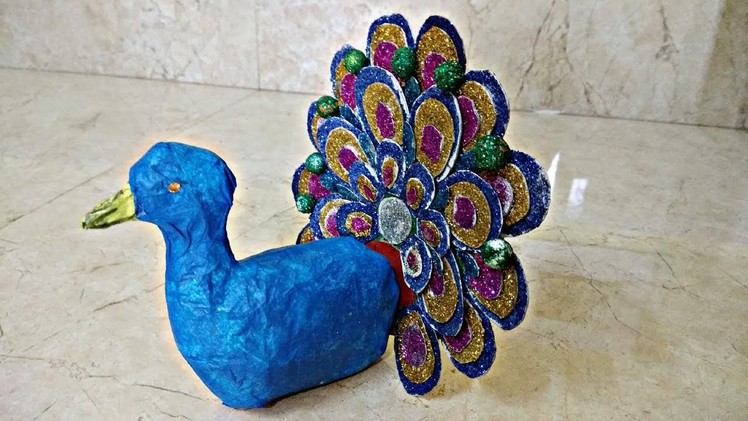 DIY how to make peacock using paper and cardboard.