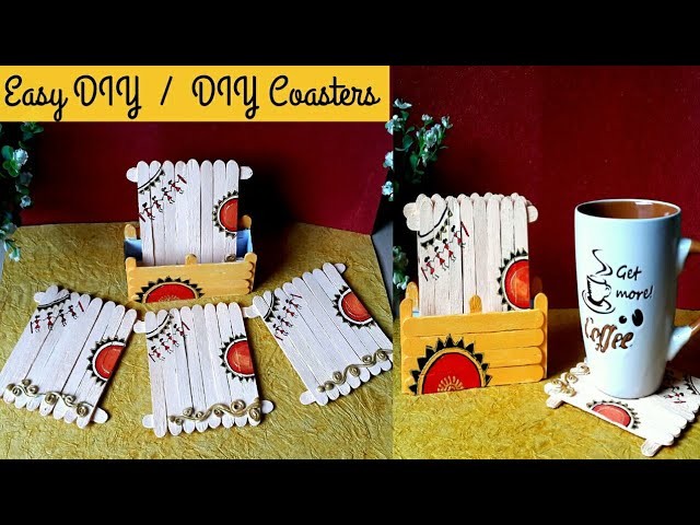 DIY Quick Coasters with warli painting |Diy popsicle coasters I #warliart IColours Creativity Space