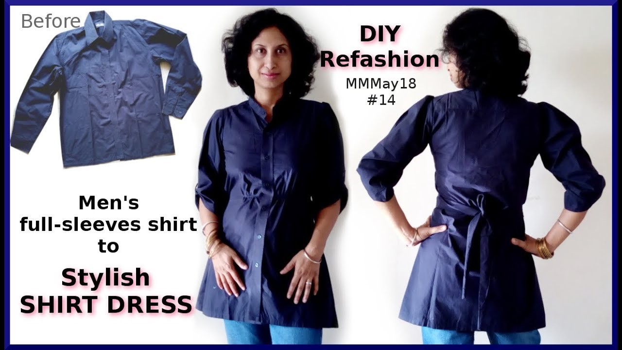 DIY REFASHION Mens shirt to Shirt Dress.Recycle.Transformation.Upcycle ...