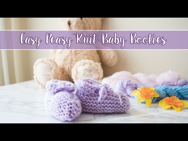 Easy Peasy Knit Baby Booties (with link to written pattern)