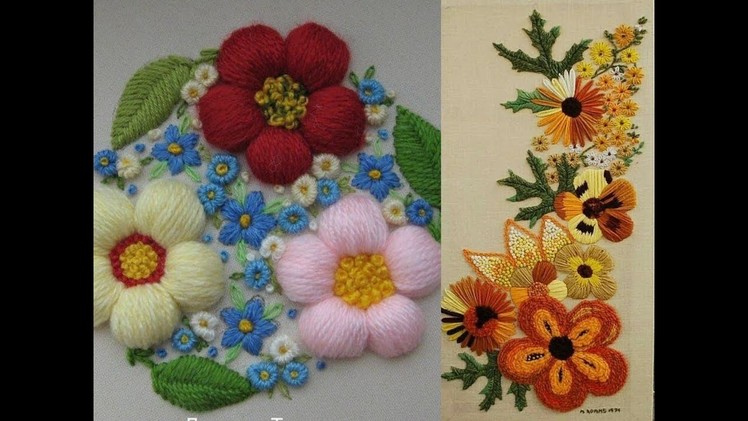 Embroidery flower work design hand stitch embroidery