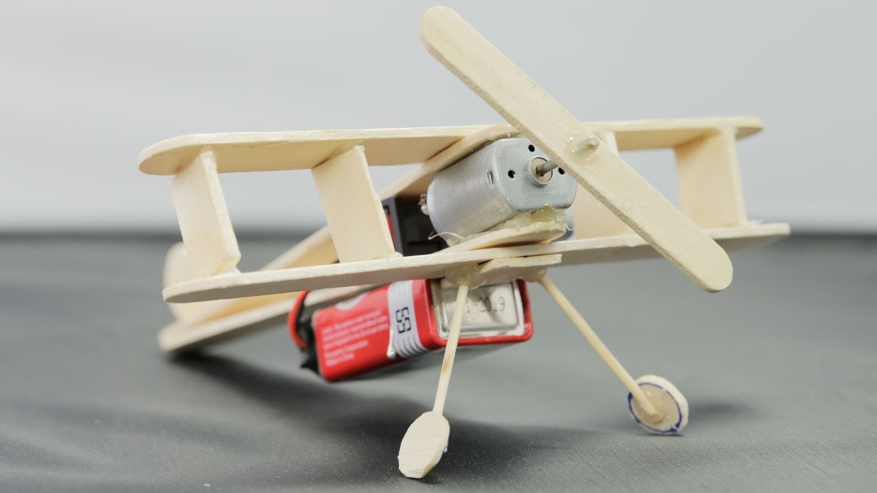 How to Make A Plane With DC Motor Toy Wooden Plane DIY