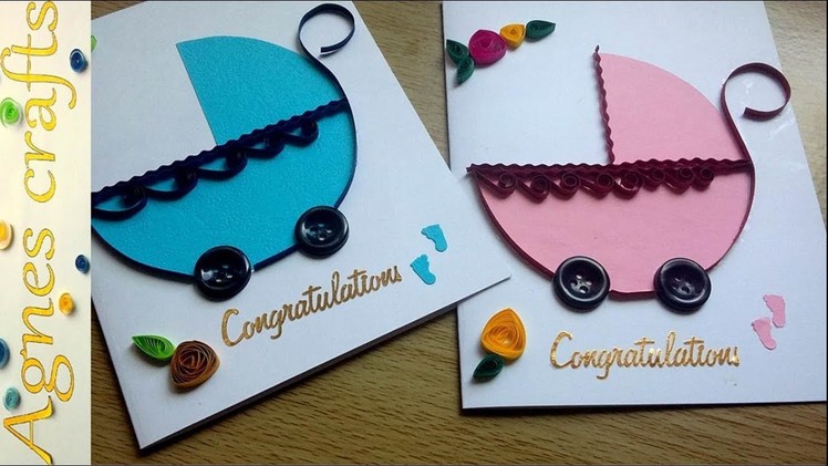 Quilled baby card