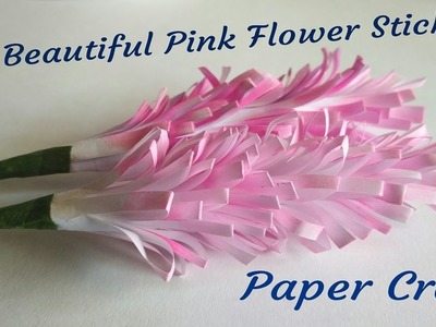 The Beautiful Pink Paper Flower Stick | Ganpati Decoration Craft Idea