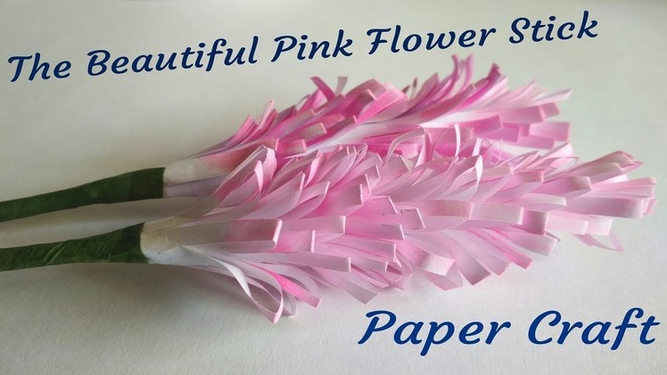 The Beautiful Pink Paper Flower Stick | Ganpati Decoration Craft Idea