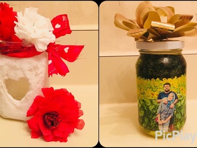 Two 5-min glass jar crafting diy -Part 1 || Your photo in a jar and snow man jar