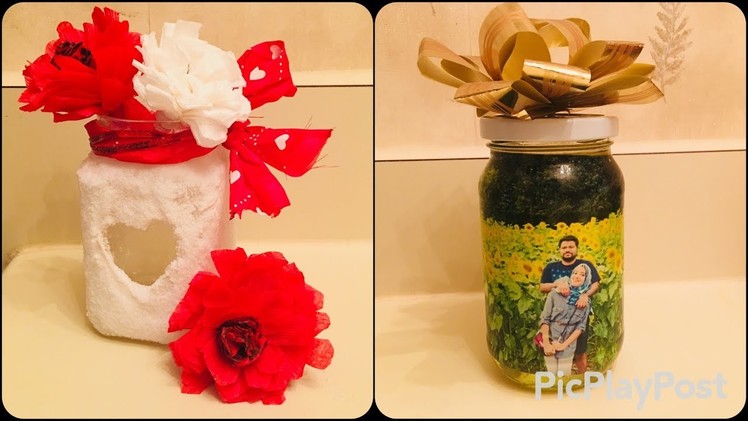 Two 5-min glass jar crafting diy -Part 1 || Your photo in a jar and snow man jar