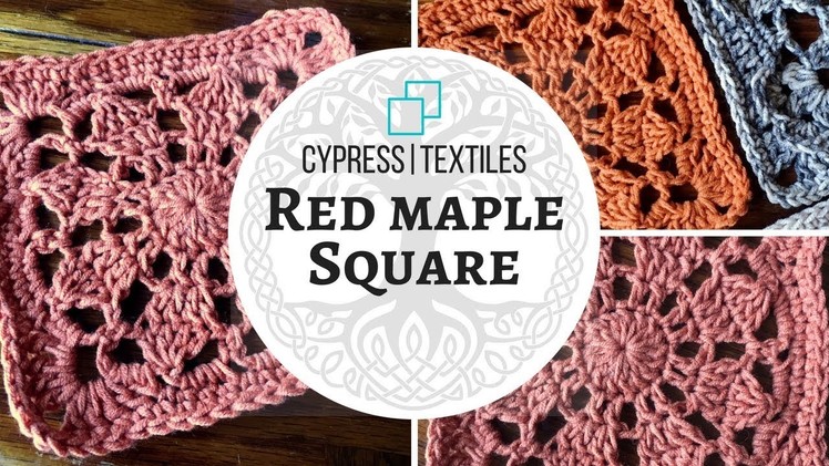 VVCAL 2018 Week 7 Crochet Motif: Red Maple Square