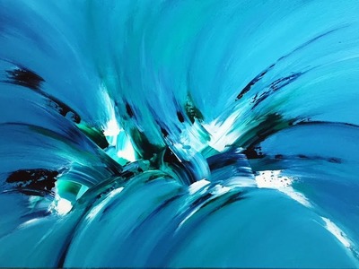 Blue silence, abstract painting, Acrylic