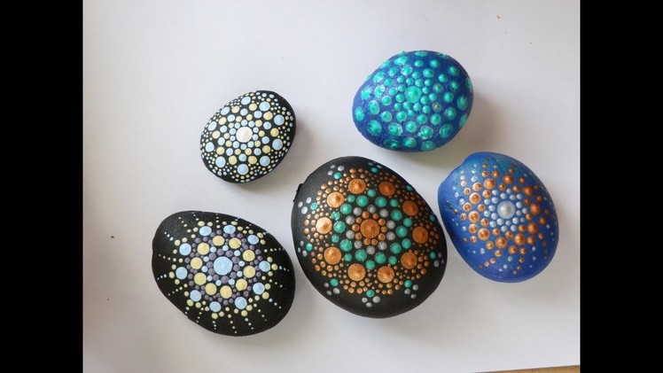 DIY-5  different little mandala stones painting