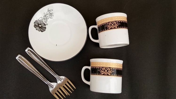DIY Amazing ideas with waste tea cup & saucer !!!! craft ideas !! SK CRAFTS
