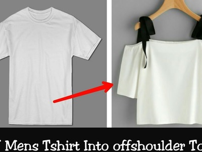 DIY Convert Men's Old T-shirt Into Off Shoulder Crop Top|Hindi
