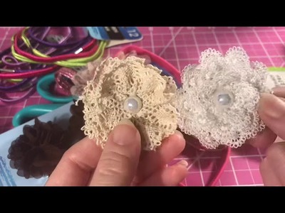 DIY Dollar Tree Lace Vintage Shabby Flowers - also using Michael’s new Acrylic gems and pearls