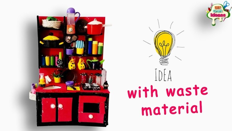 Diy miniature kitchen using waste materiel | kids craft | diy craft ideas
