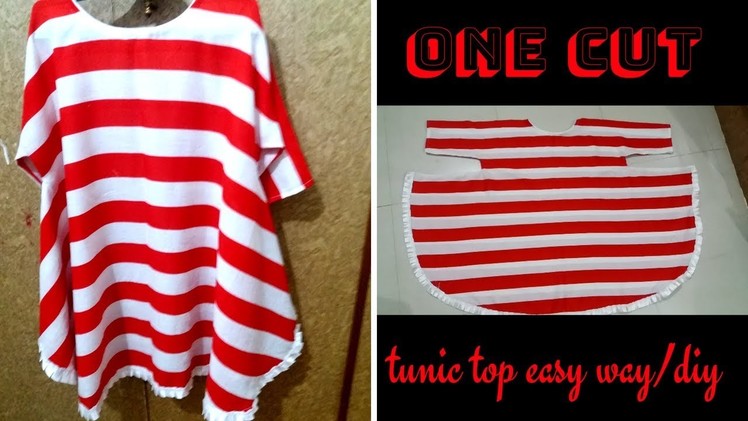 DIY-One Cut Tunic Top Cutting and stitching easy way|Latest tunic top design.summer tunic top of EID