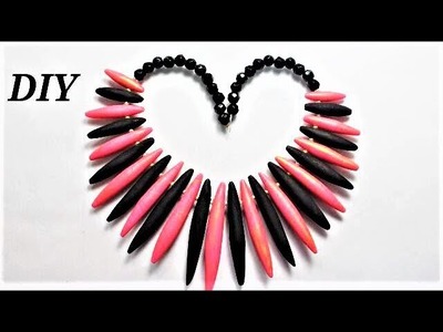 DIY Polymer Clay Easy-To-Make Long Beads Necklace | Jewellery Making Tutorial