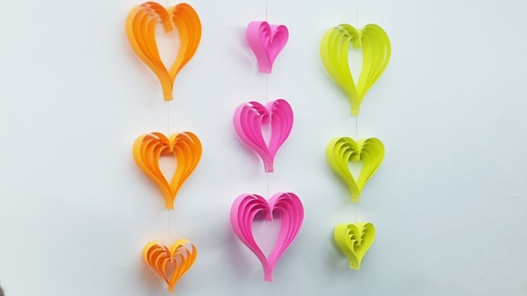 DIY Room Decoration Ideas with Paper Heart - Wall Hanging Craft Ideas