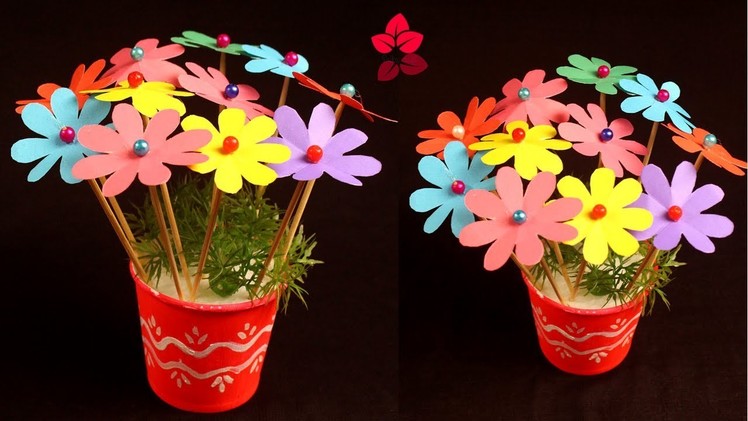 DIY Simple Paper Craft - Paper Flower and Vase Ideas - Very Easy and Simple Way