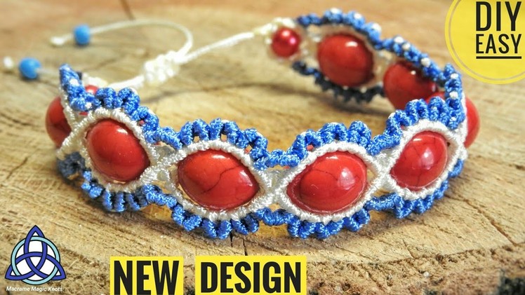 DIY Wavy Macramé Bracelet with Beads - NEW Macrame DESIGN