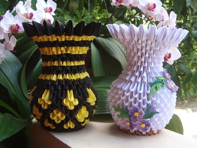 How To Make 3D Origami Flower Vase V9 | DIY Paper Flower Vase Home Decoration