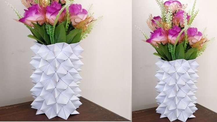 How To Make A Paper Flower Vase || Diy Simple Paper Craft