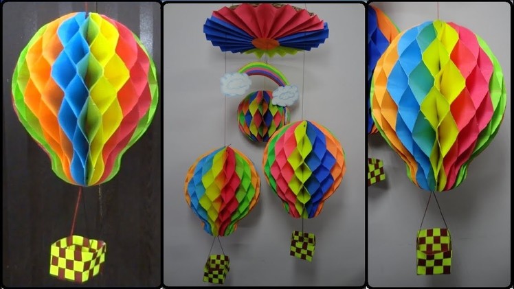 Paper Crafts: How to make Honeycomb Ball.Hot Air Balloon | DIY Home Decoration Ideas