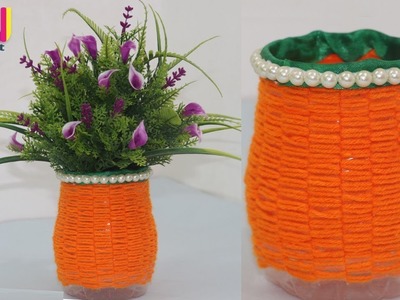Plastic bottle flower vase making | Waste plastic bottle craft | water bottle Reuse ideas