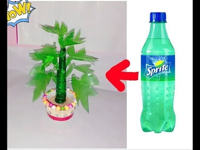 Plastic bottle tree. plastic bottle reuse craft ideas. mini tree of empty plastic bottle