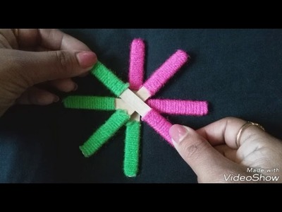 Recycled crafts || popsicle stick craft || Ice stick || yarn || Best out of waste || ks lakshmi - 23