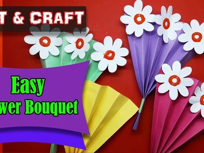 फूलों का गुलदस्ता - DIY paper Flower Bouquet : How to Make Origami Bouquet || Art & Craft