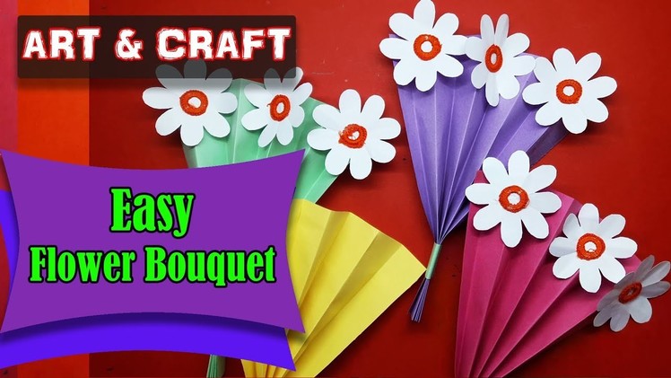 फूलों का गुलदस्ता - DIY paper Flower Bouquet : How to Make Origami Bouquet || Art & Craft