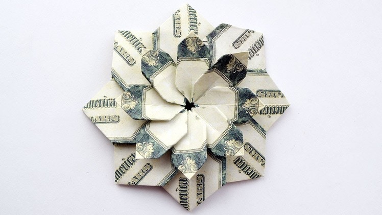 Wonderful Money FLOWER MANDALA Modular Origami Dollar bills Tutorial DIY Folding
