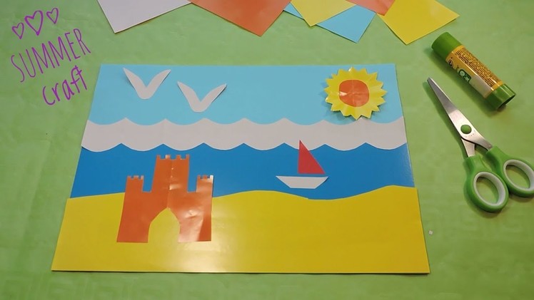 Art class for children Collage with colored paper Project idea for kindergarten preschoolers