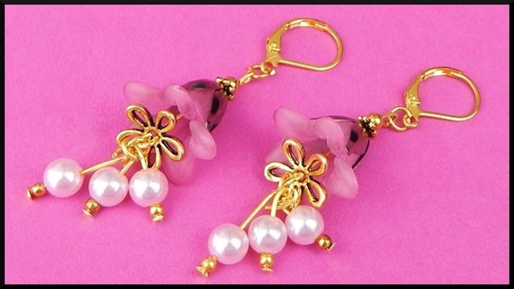 DIY | Beaded Acrylic Flower Earrings | Summer Vintage Jewelry | Blumen Perlen Ohrringe