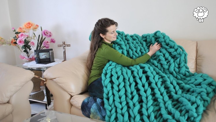 DIY Chunky Knit Rib Stitch Blanket